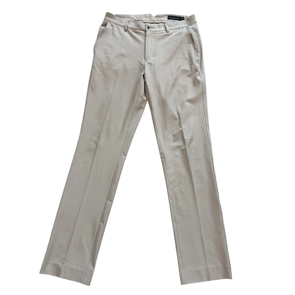 Dunning Men's Golf Pants Beige Khaki Stretch Performance Flat Front 32x32 Summer
